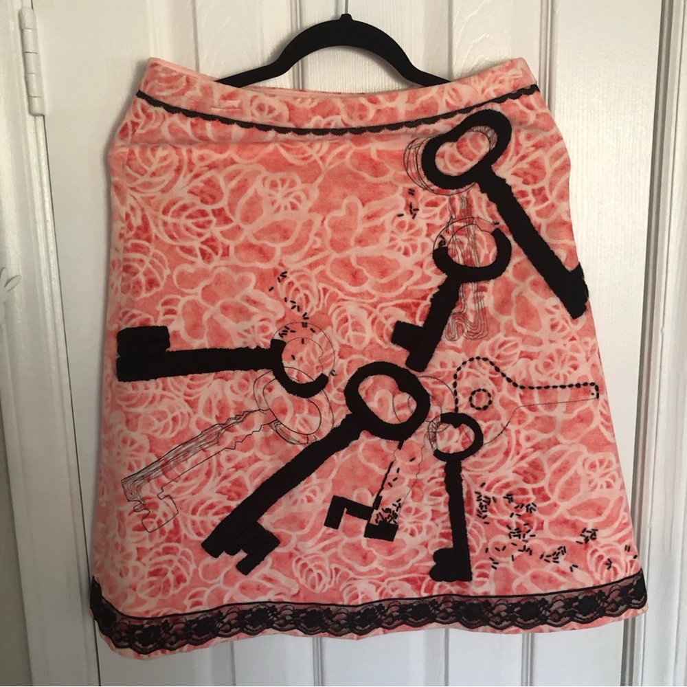 🗝️Anthropologie Odille beaded embroidered velour lace rose key a-line skirt🗝️
